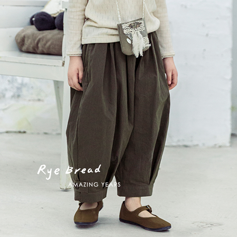 黑面包ryebread/黑面包童装 韩系女童小童纯色宽松休闲裤 5春