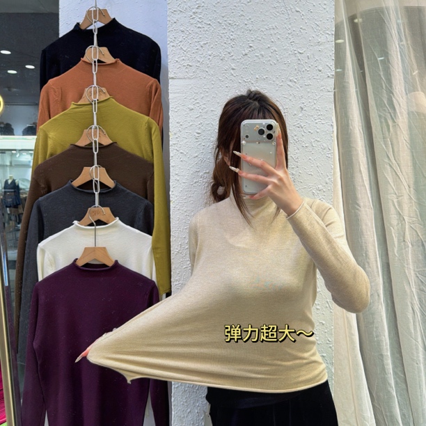 29百搭舒服简约毛衣打底衫上衣半高领秋冬宽松纯色修身显瘦