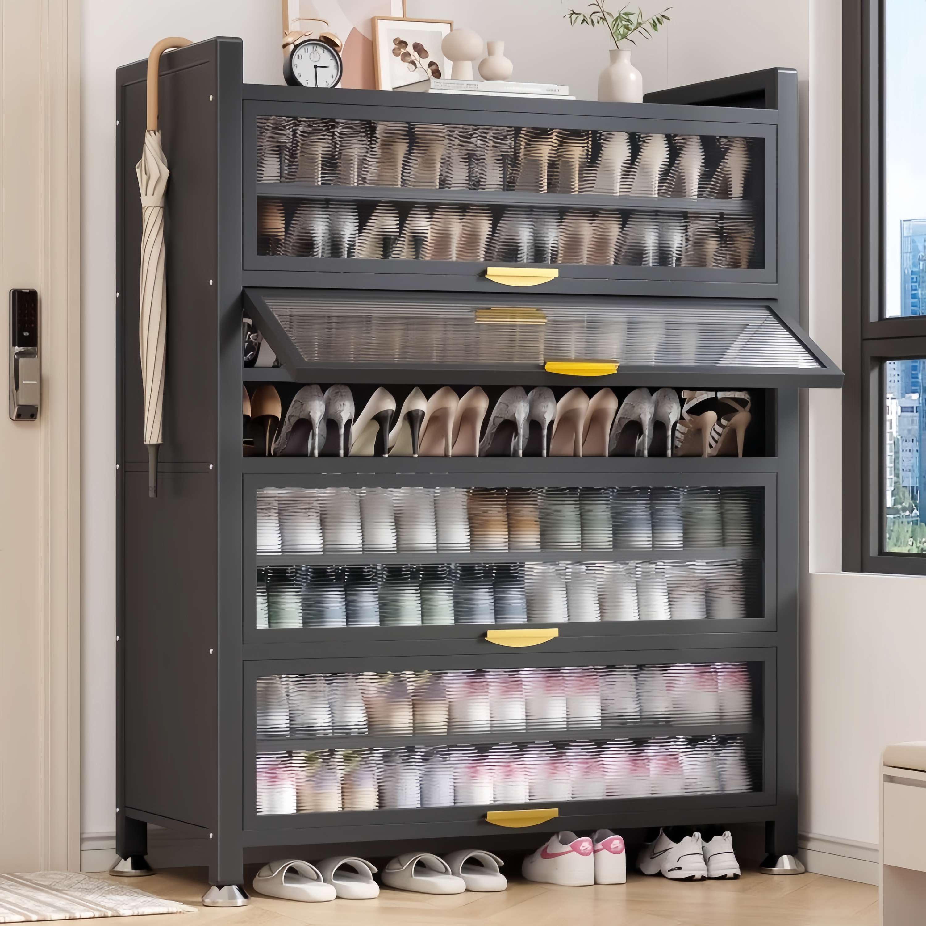 鞋架鞋柜简约大容量多层收纳柜鞋子收纳柜防尘多层客厅储物柜透明