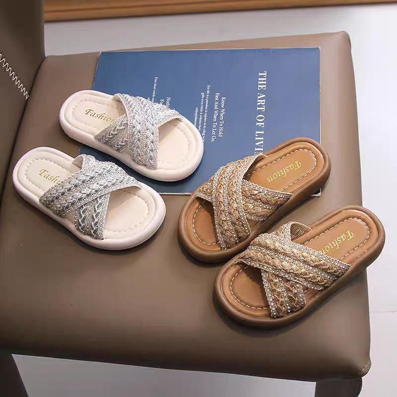 2025时尚女童拖鞋户外公主风夏季款儿童女宝宝鞋休闲一字拖8866