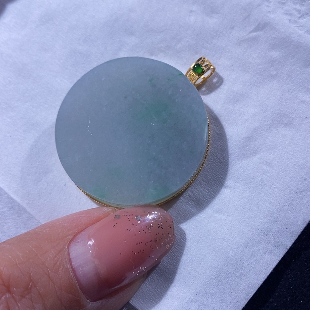 翡翠吊坠(不含链)18K金镶嵌