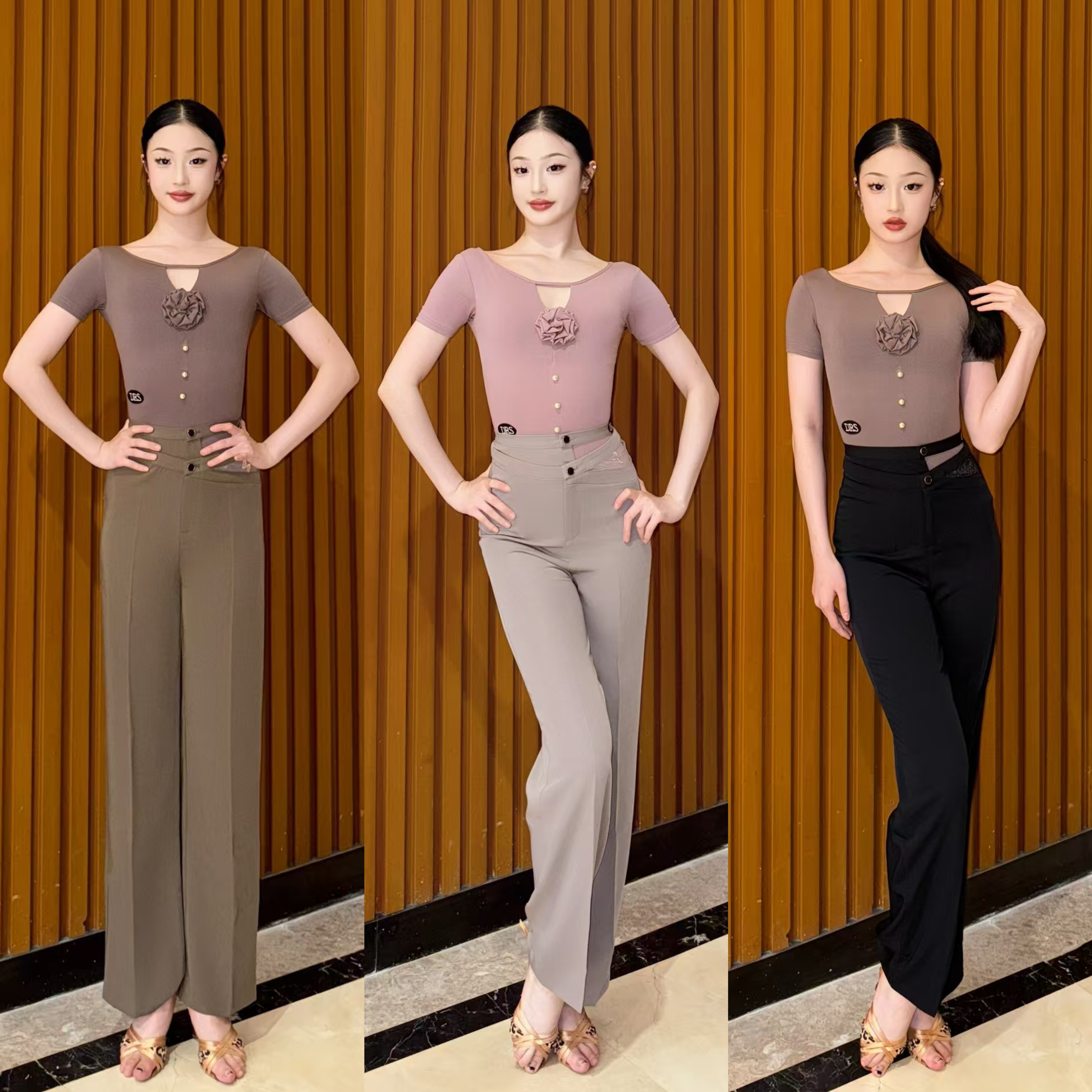 DRS拉丁摩登舞服2025夏季新款蝴蝶西裤玫瑰上衣多色可选自带胸垫