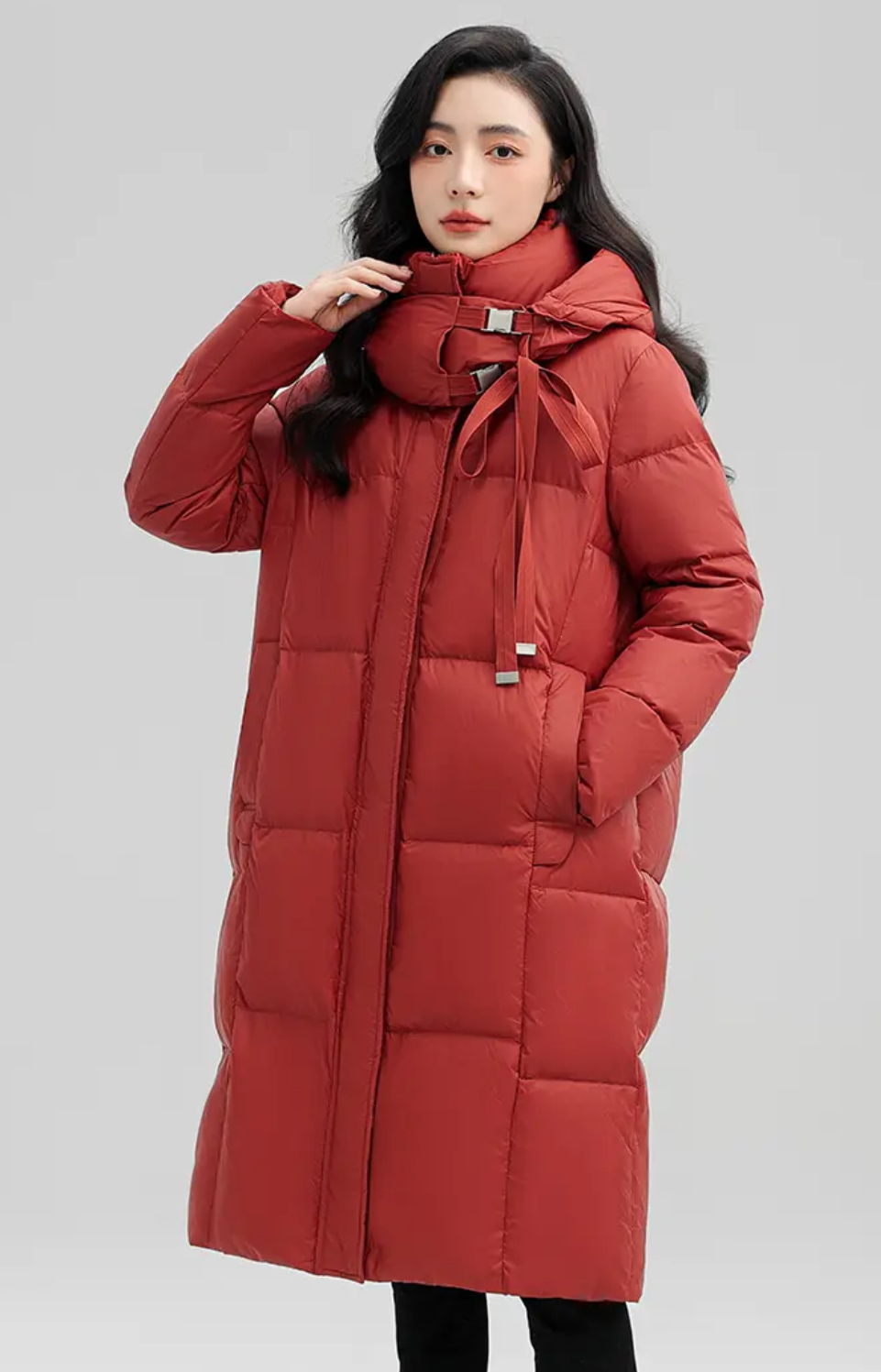 160中长款羽绒服 酒红色（衣长100左右）