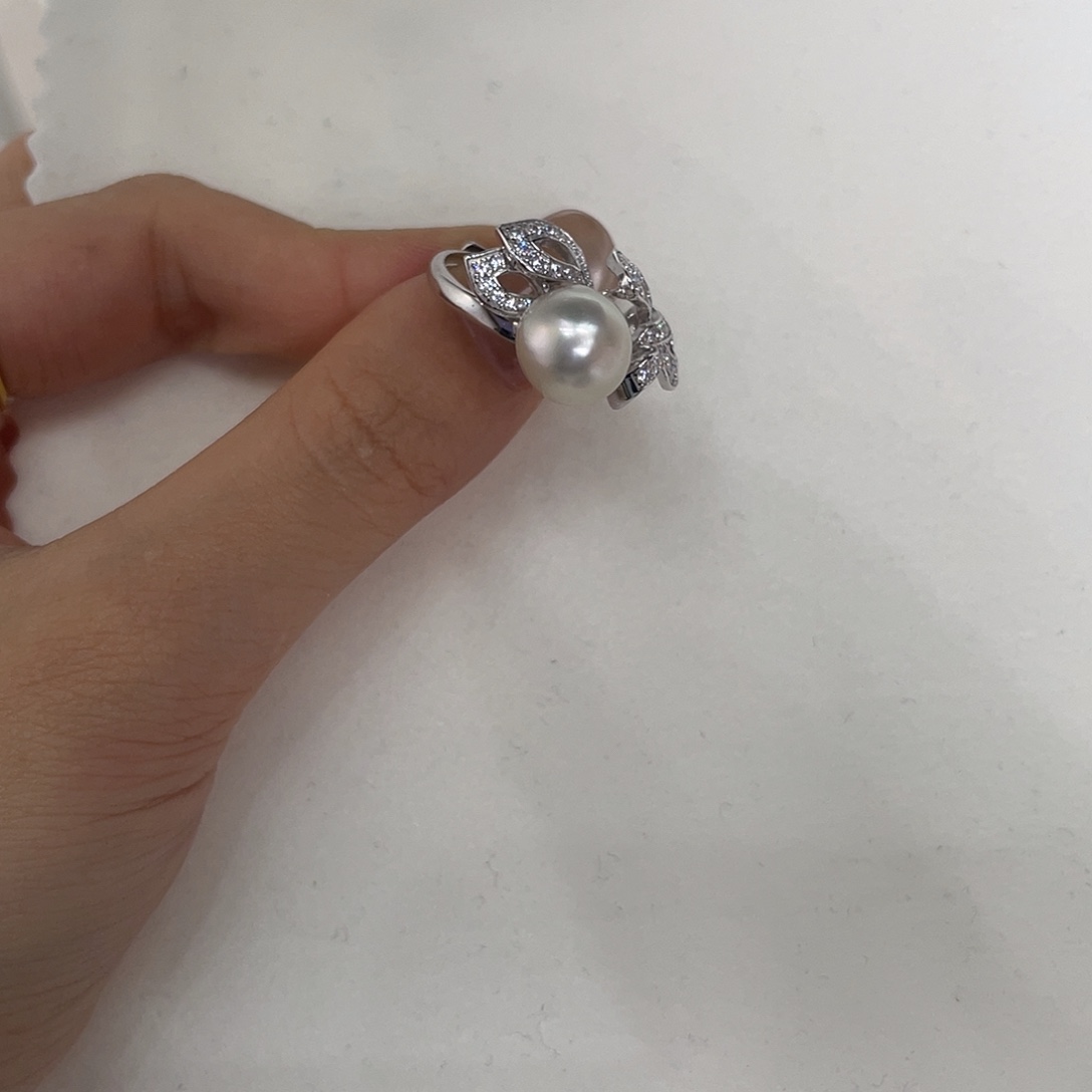 银S925镶嵌戒指海水珍珠