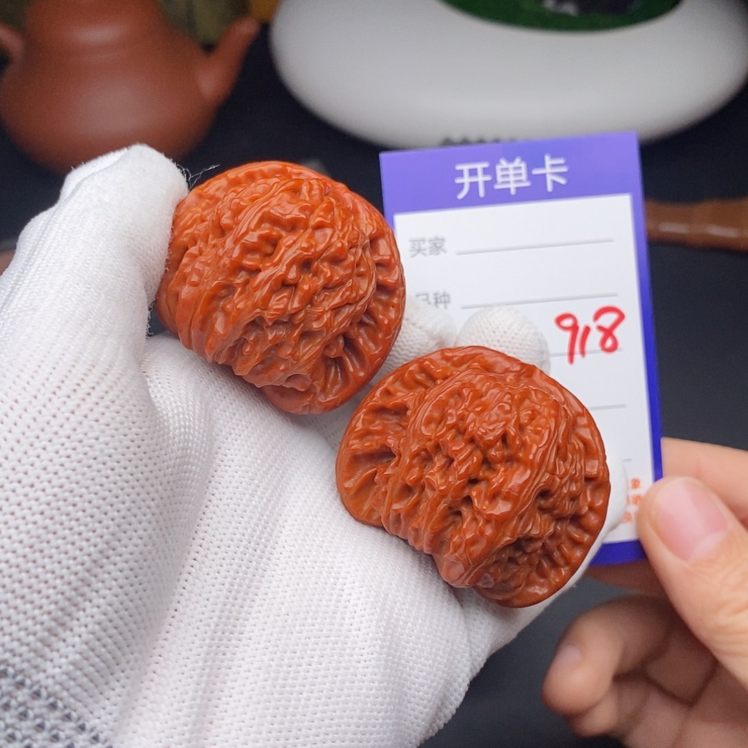 文玩核桃把件45球白918