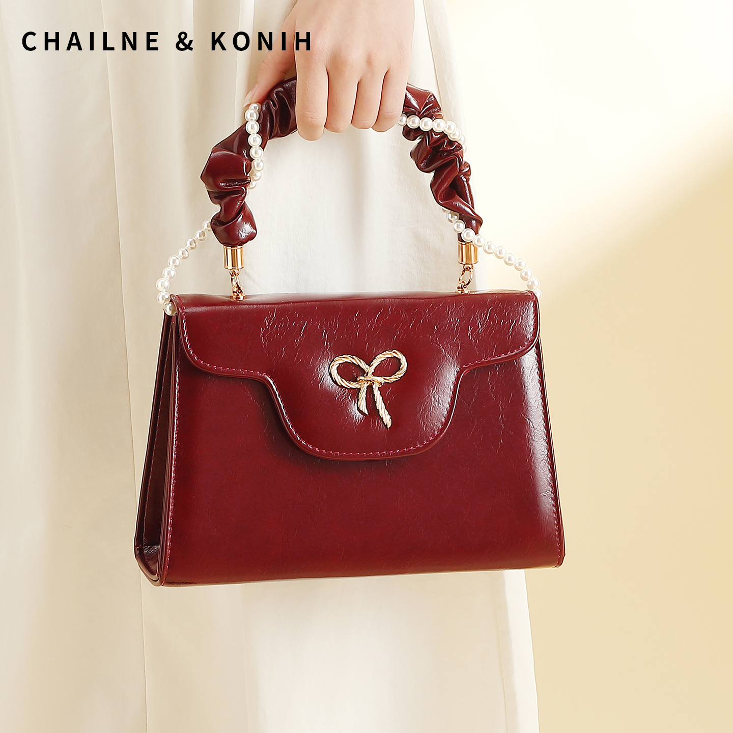 婚包女新娘礼物高级感油蜡手提包日常可用红色包包结婚小手拎包包