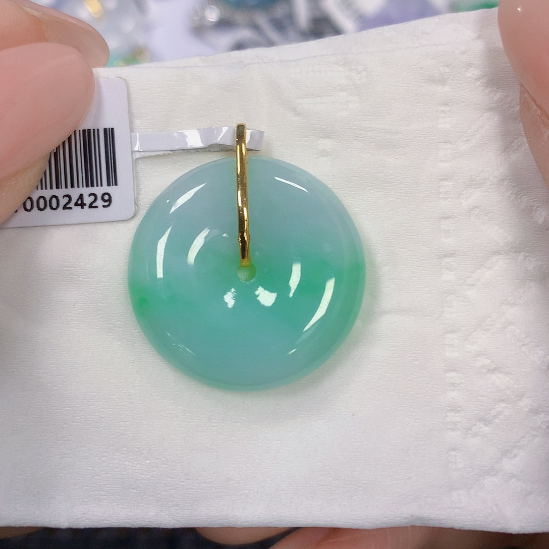 翡翠18K金镶嵌颈饰天然翡翠a货 百元以上9米证书费自理