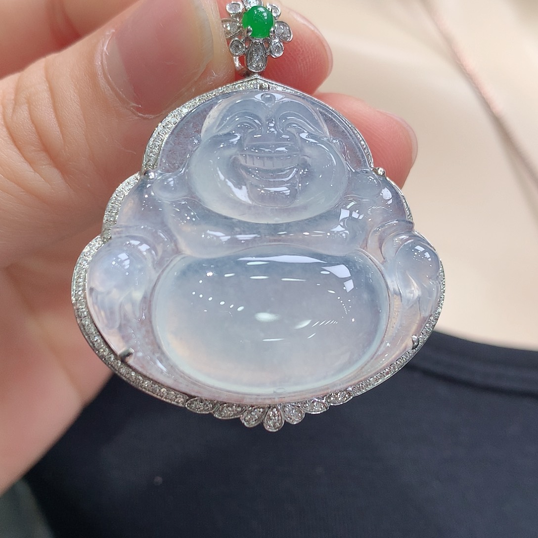 翡翠颈饰18K金镶嵌佛公