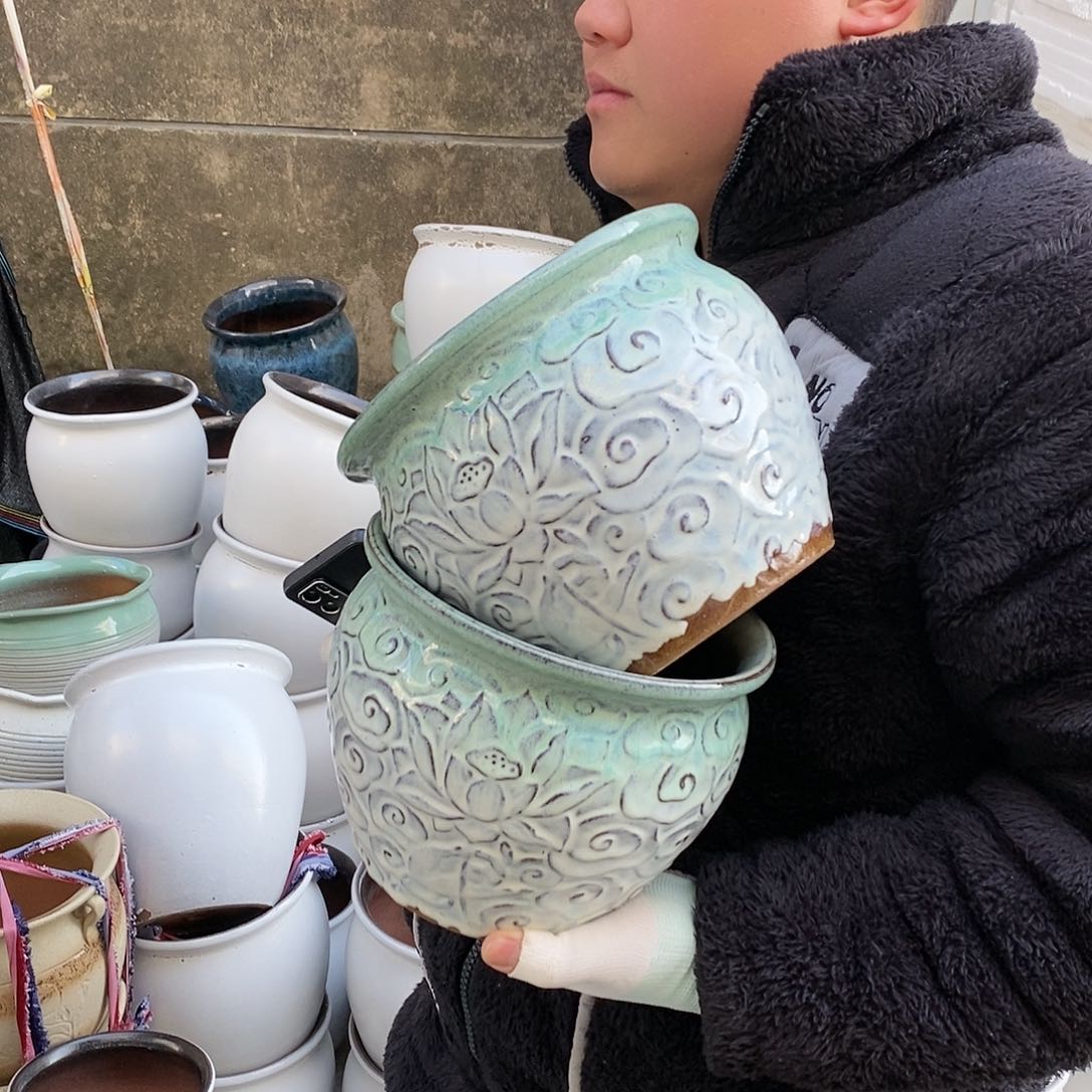 紫砂花盆瑕疵口20高16