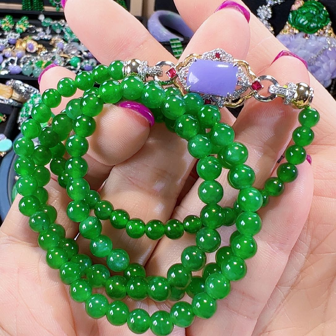 翡翠颈饰18K金镶嵌签收后24小时鉴赏期