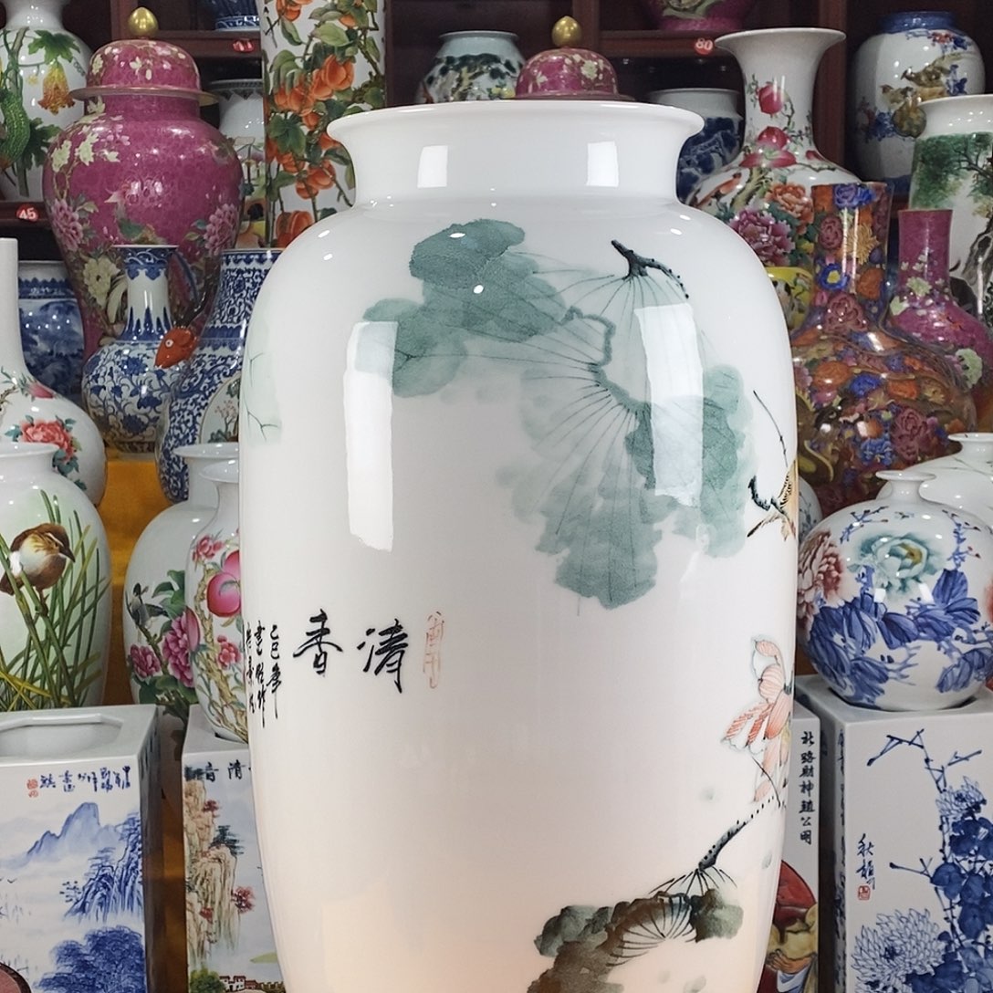 万***青陶摆件景德镇陶瓷冬瓜瓶