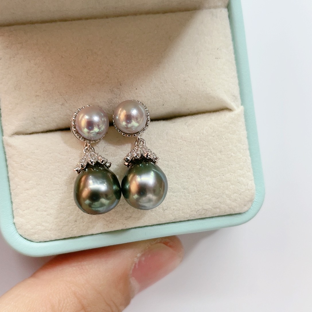 海水珍珠耳饰银S925镶嵌