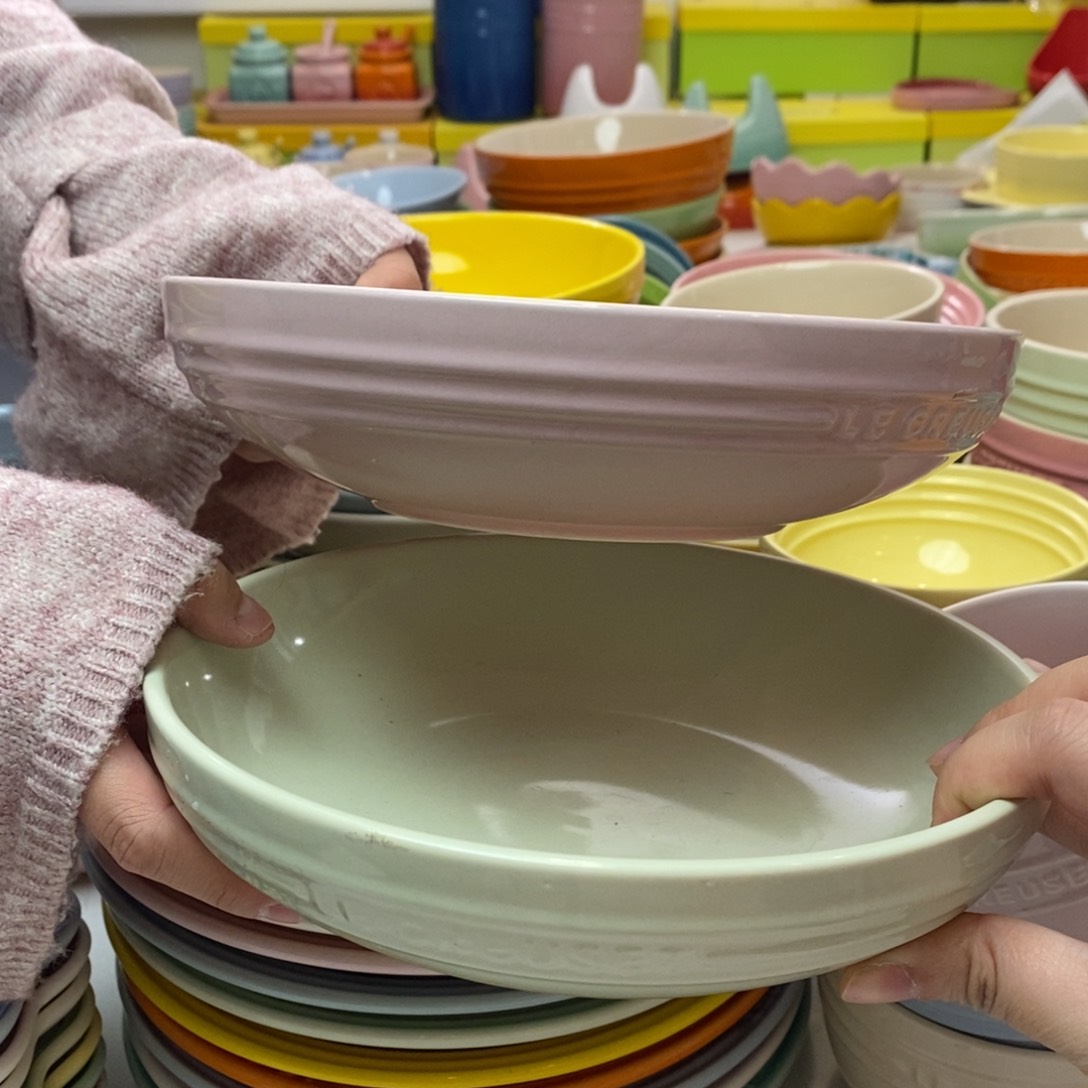 瓷片微瑕2个8英寸圆深盘