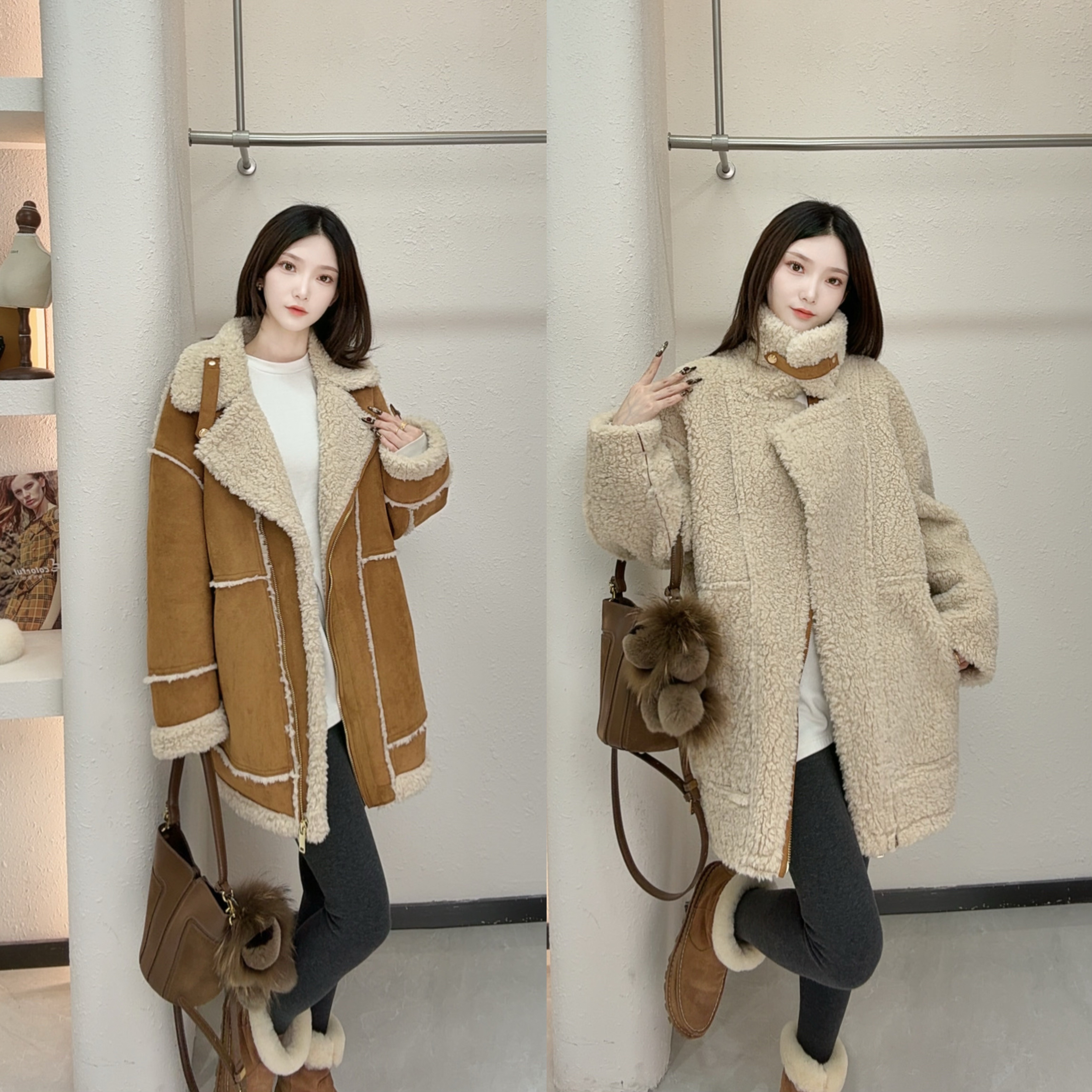 【复古加州】双面双穿羊毛颗粒绒羊筋绒中长款立领冬季新款外套