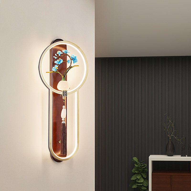 中国风禅意全铜实木壁灯新中式客厅背景墙灯卧室床头灯