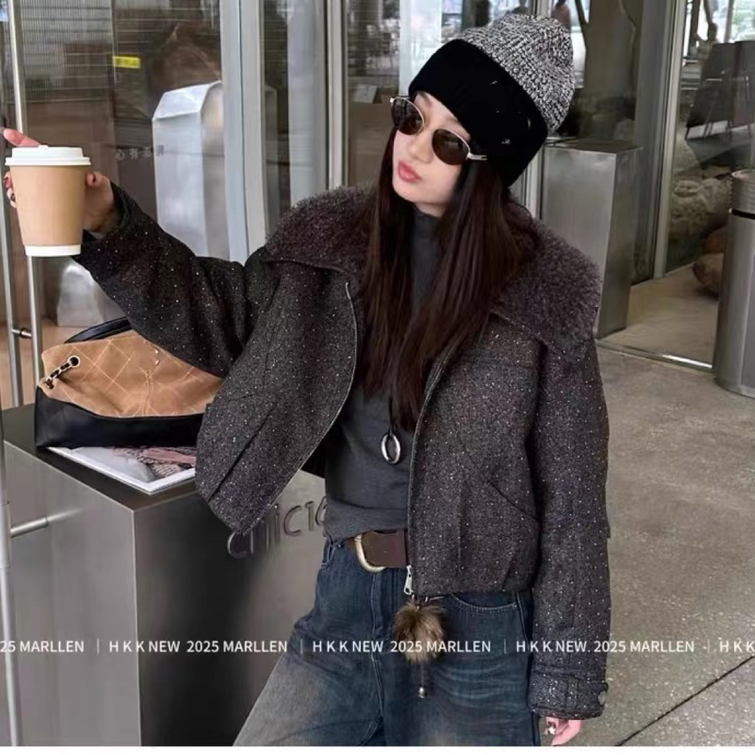 【罗罗严选】25Y830呢料娃娃领烫钻翻了羽羽服（衣长55）