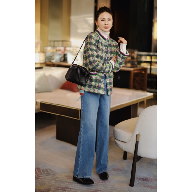 【荣姐精选】锁温蔚蓝抓绒牛仔裤