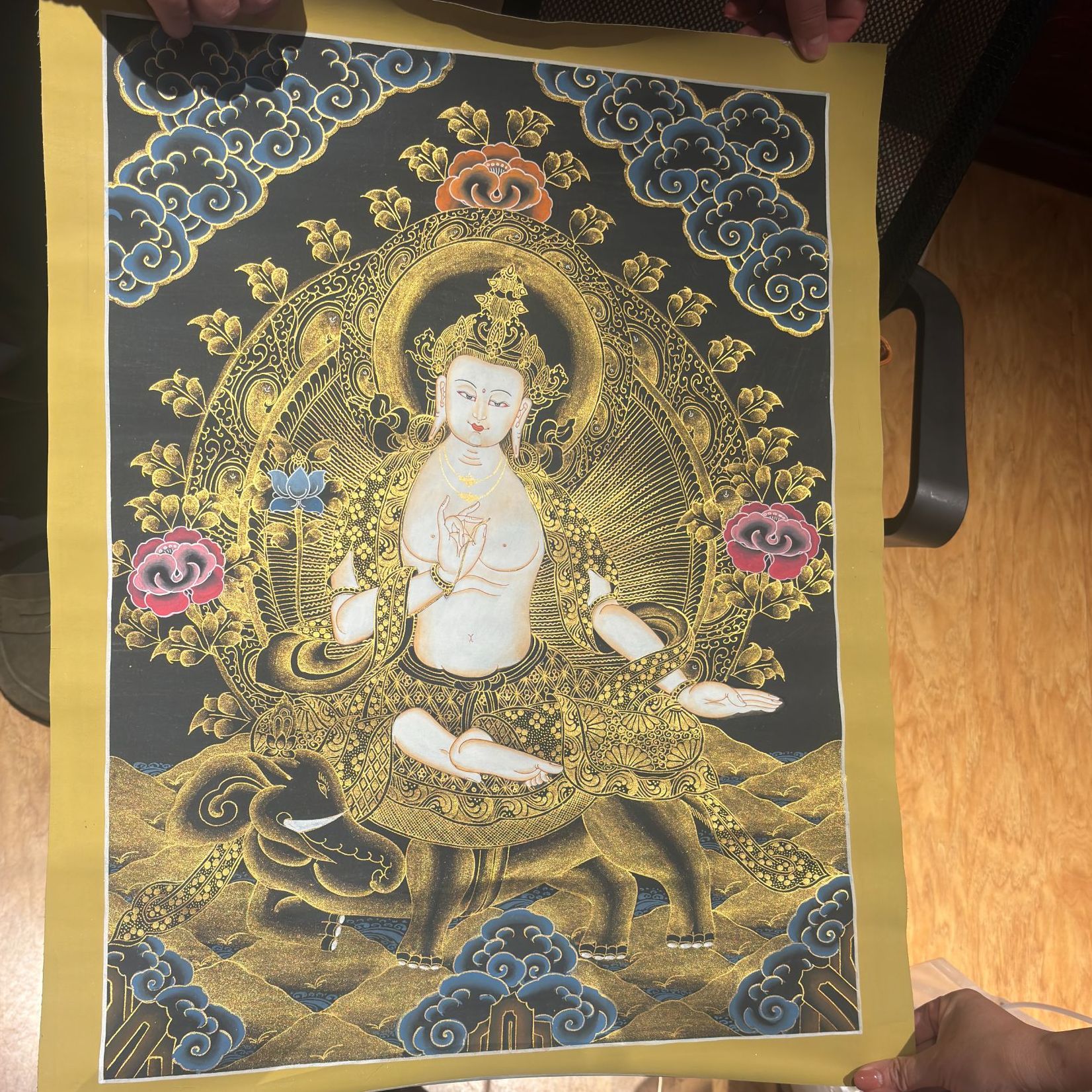 【雲夢澤】尼泊尔纯手绘唐卡 普贤菩萨45x60cm