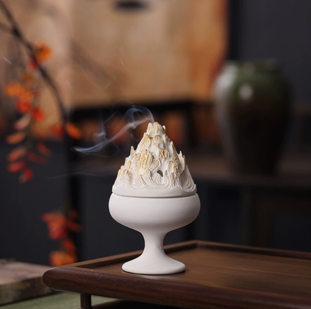陶瓷禅意雪博香炉高脚沉香炉创意家用盘香沉香室内香薰炉茶道摆件