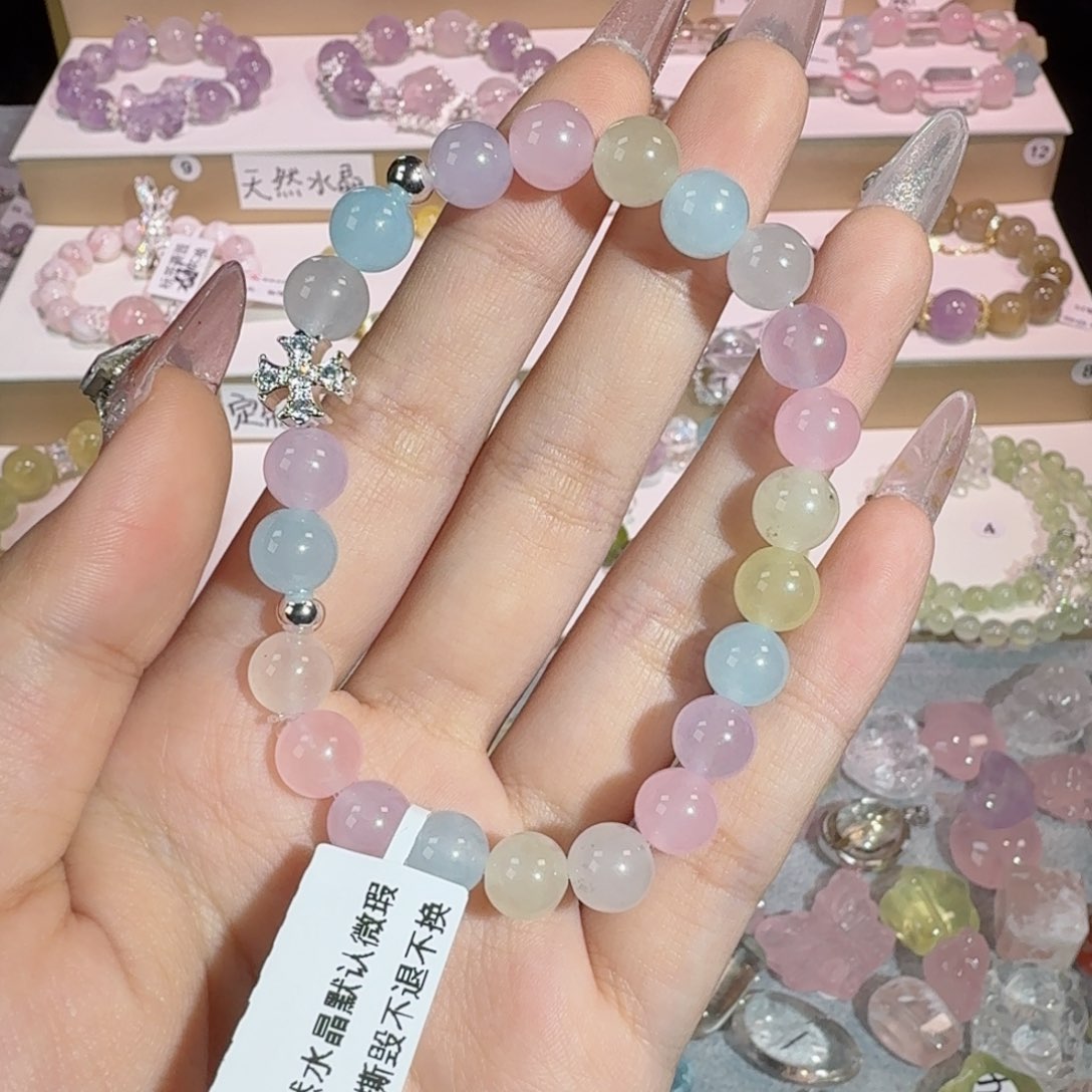 水晶手串未镶嵌摩根石