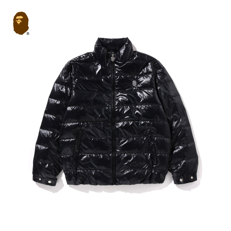 BAPE男装24秋冬猿人金属标线性迷彩亮面羽绒服144307N