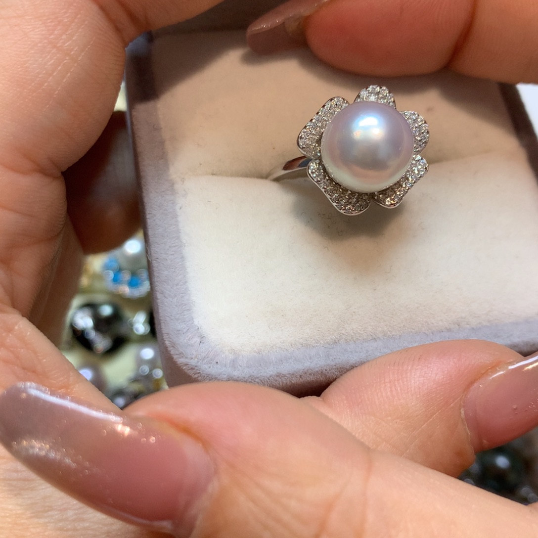 海水珍珠戒指银S925镶嵌