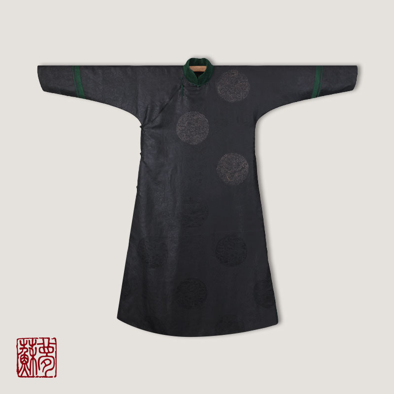 蘇夢【青山隐】香云纱手绘图腾立领斜襟中式棉衣大袍0105273