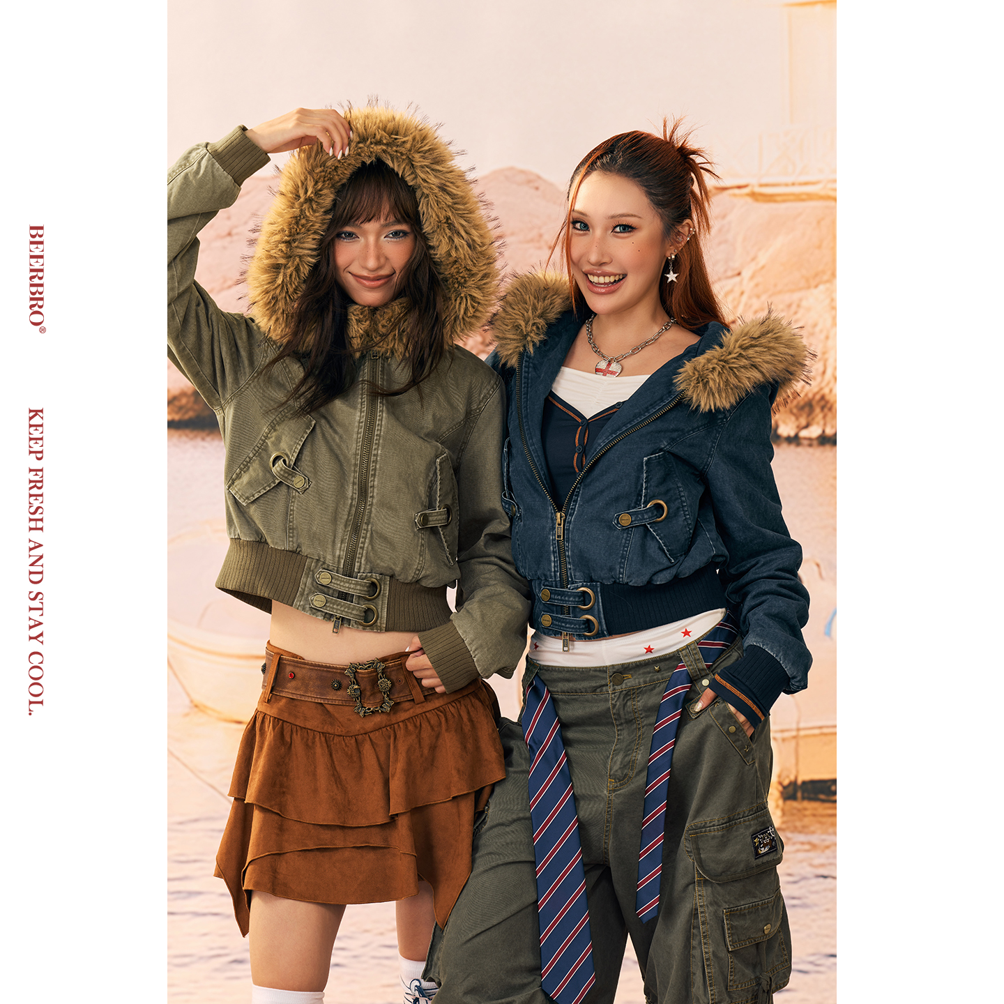 『风帆运动社』全棉400g裥棉辣妹洗水短款外套BZ25QXX1179-1NA08B