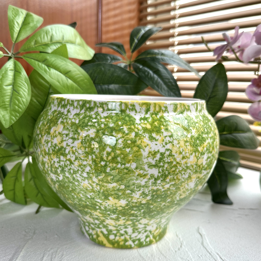 C123口17.5高16.5手工刷彩粉橙鱼尾花盆适合蝴蝶兰绿植室内外摆放