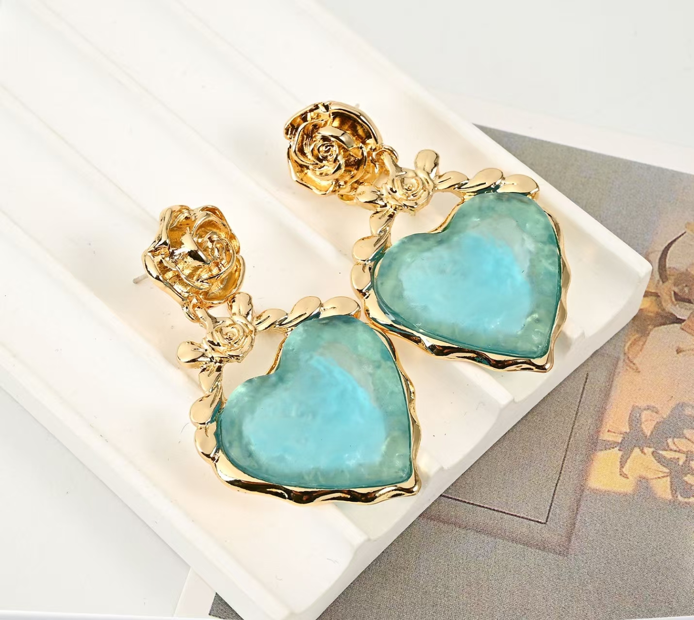 锌合金耳饰 035.016简约风风男女通用耳钉小众绿色设计师百搭