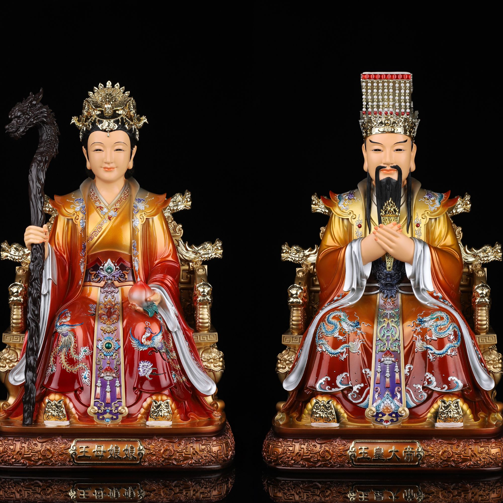 树脂玉皇大帝摆件王母娘娘桌面摆件工艺品