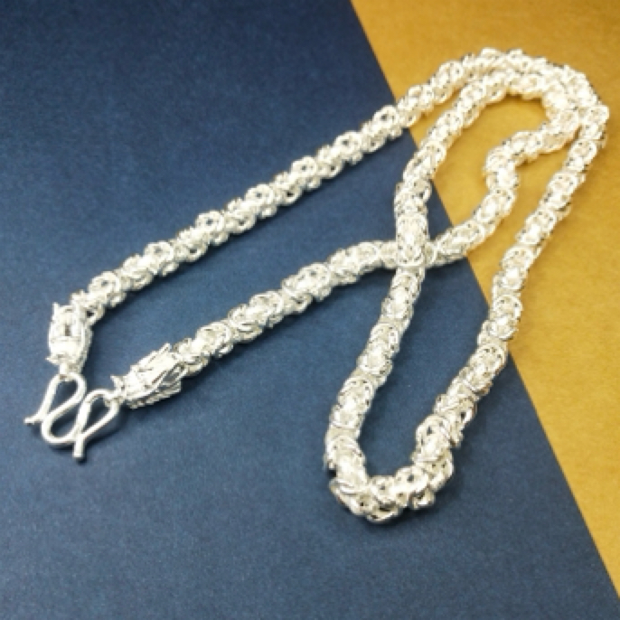 链子足银 铜之魂饰品足银999纯银男士龙骨项链