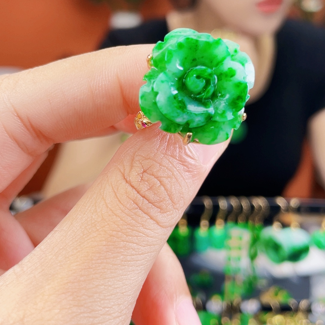 翡翠银S925镶嵌耳饰