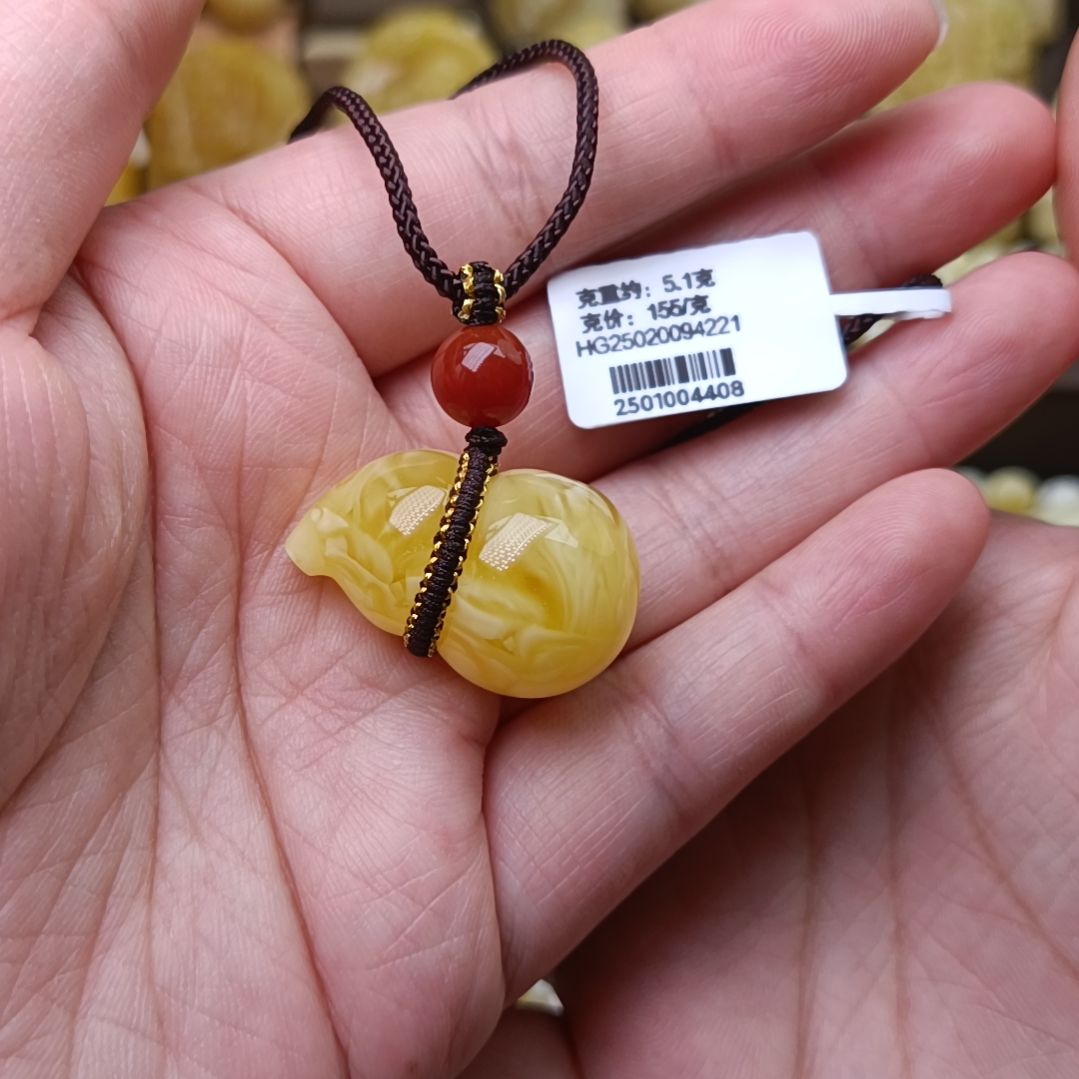 蜜蜡吊坠(不含链)未镶嵌立体葫芦
