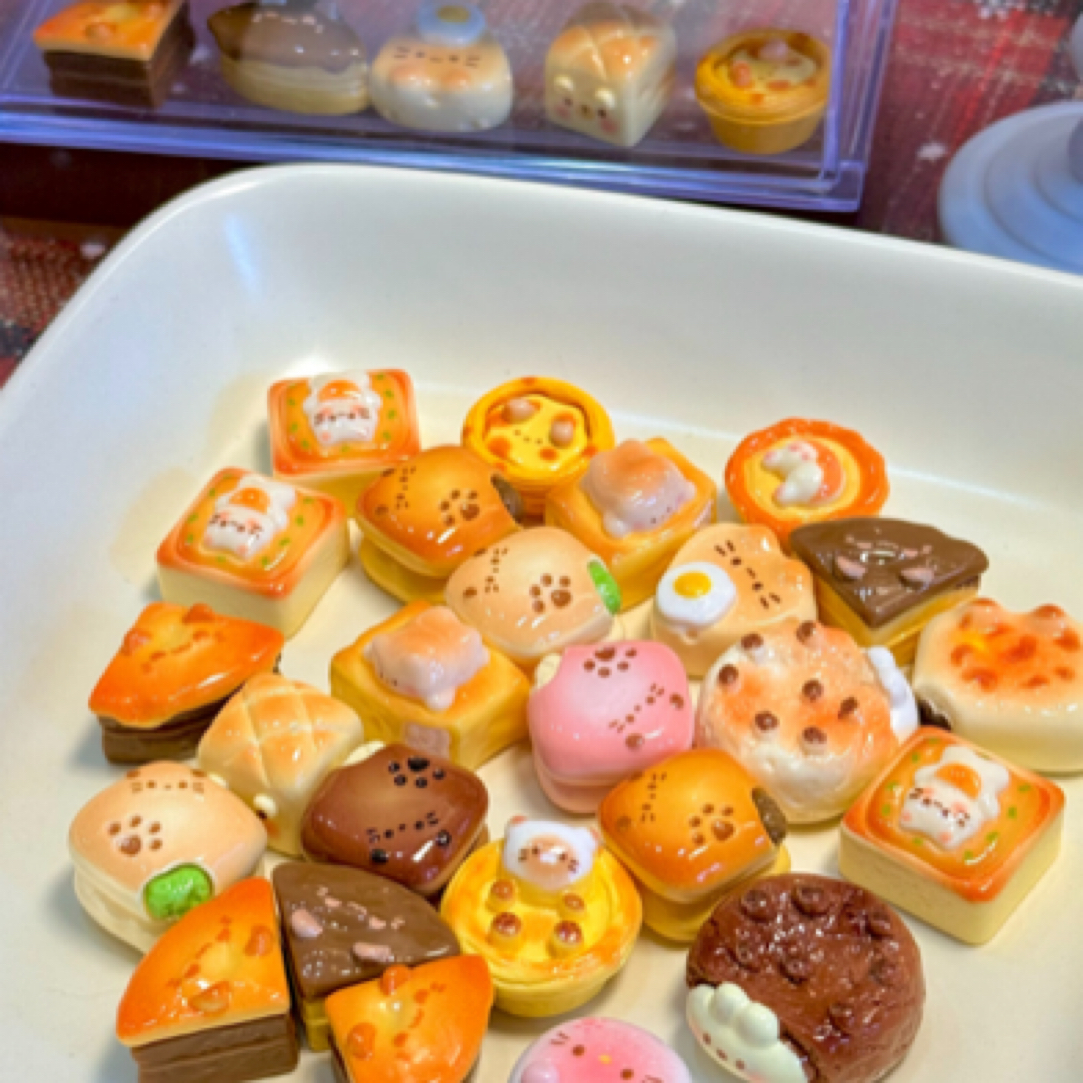 【直播拆】食玩面包饼干树脂DIY配件可爱小动物食玩