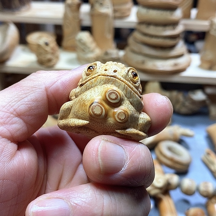 竹雕小金蟾可把件
