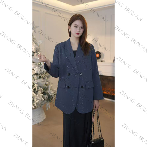 【张不晚专属】2025年秋季新款洒银亮闪西装外套女宽松上衣百搭西服