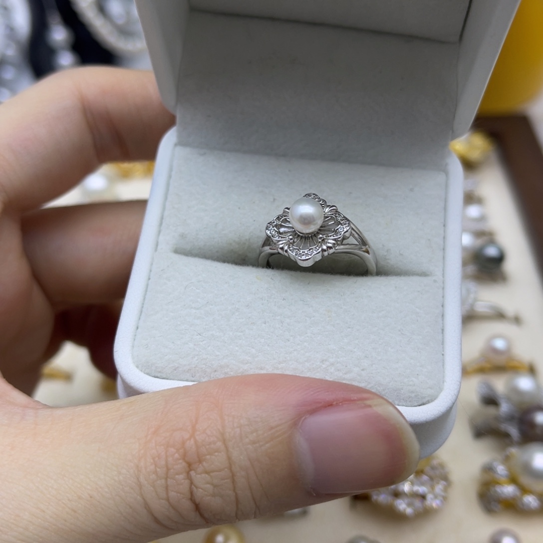 戒指淡水珍珠银S925镶嵌
