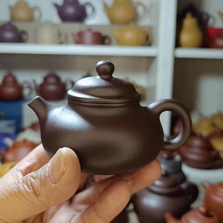 紫砂茶壶原矿紫泥容天内推160cc半手工