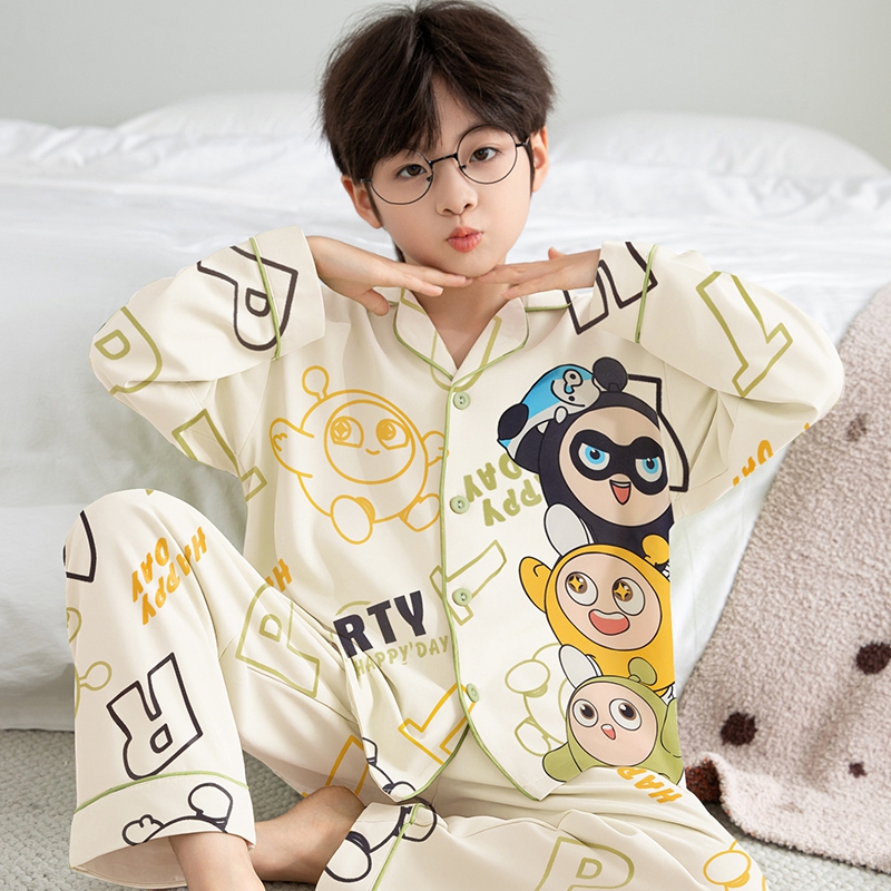 YUZHAOLIN/俞兆林洋气可外穿男童春秋季长袖纯棉睡衣可爱风家居服
