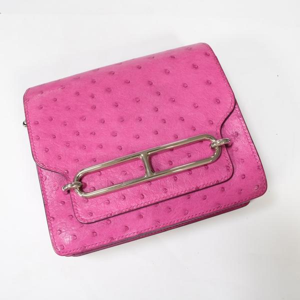 Hermes爱马仕玫红色猪鼻单肩包mini19