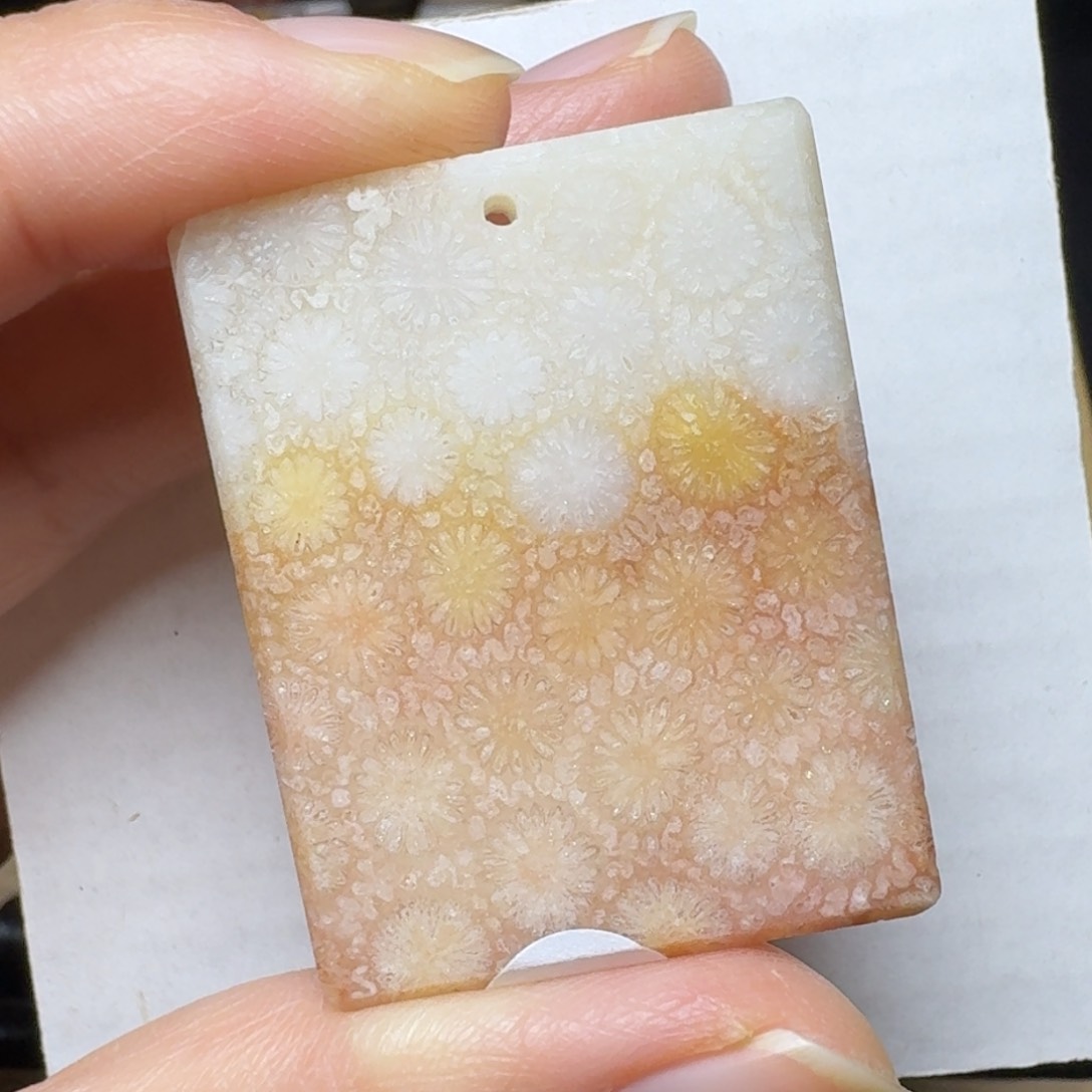 硅化玉白黄粉 水 晶骨骼花未镶嵌