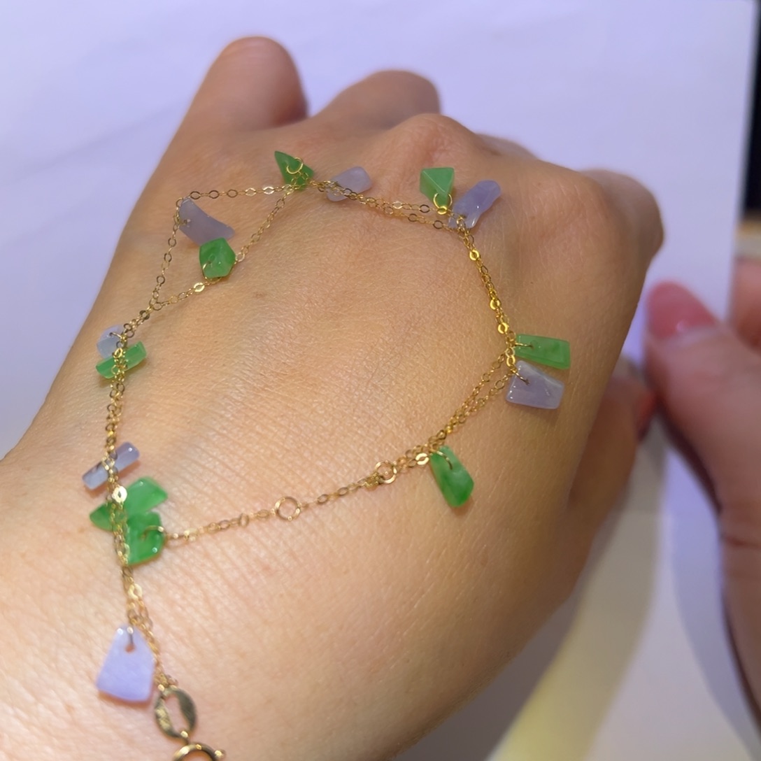 翡翠颈饰18K金镶嵌手链