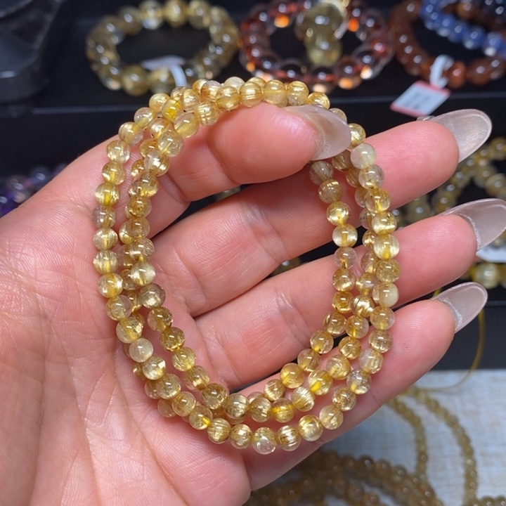 水晶手链未镶嵌三****子天然钛晶