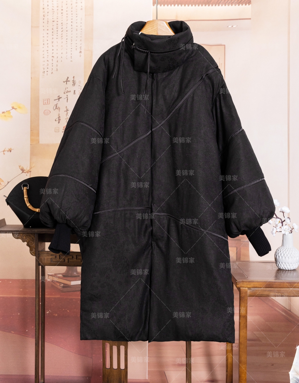 1038号【美锦家】新中式国风女款冬季加绒加厚长款上衣24-1236（鹅）