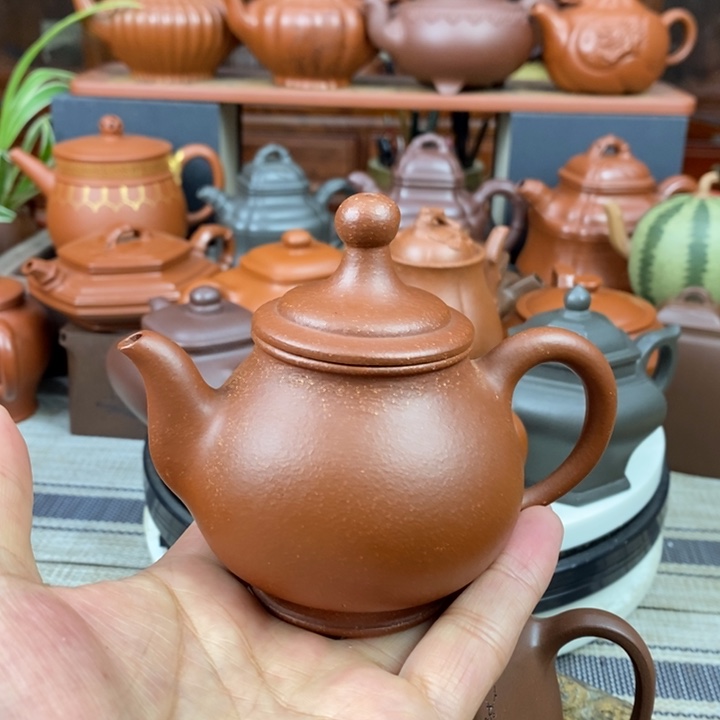 紫砂茶壶顶珠180CC原矿黄龙山红段紫砂新年特惠价