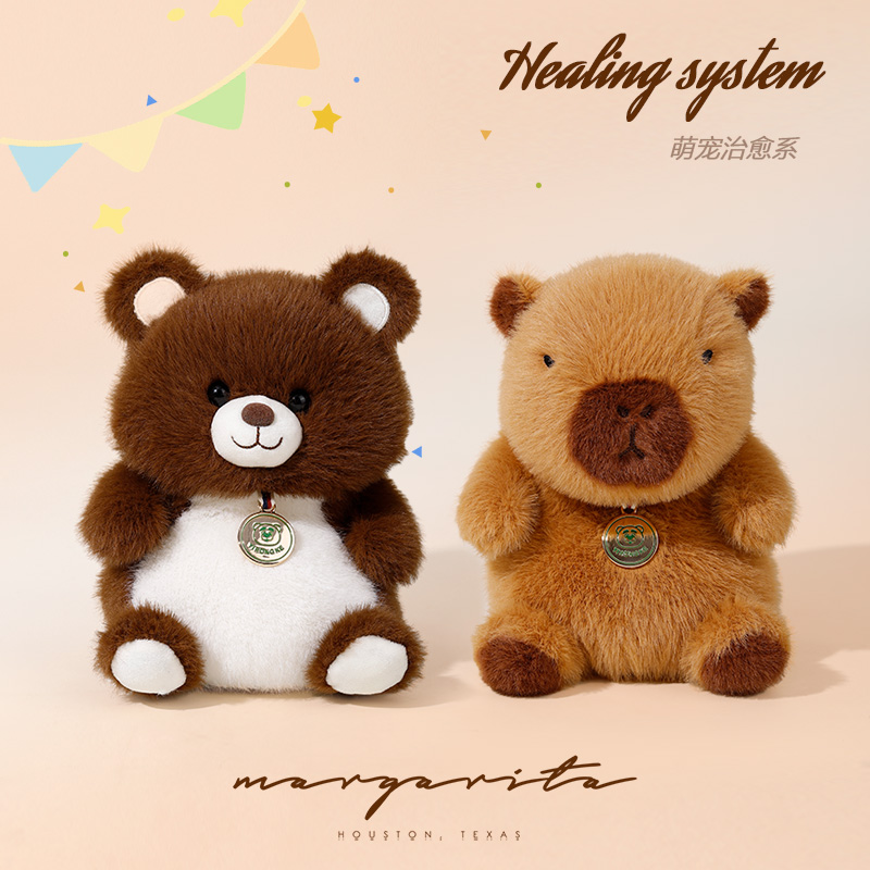 可爱桌伴动物毛绒玩具小熊玩偶企鹅兔子公仔娃娃桌面装饰生日礼物