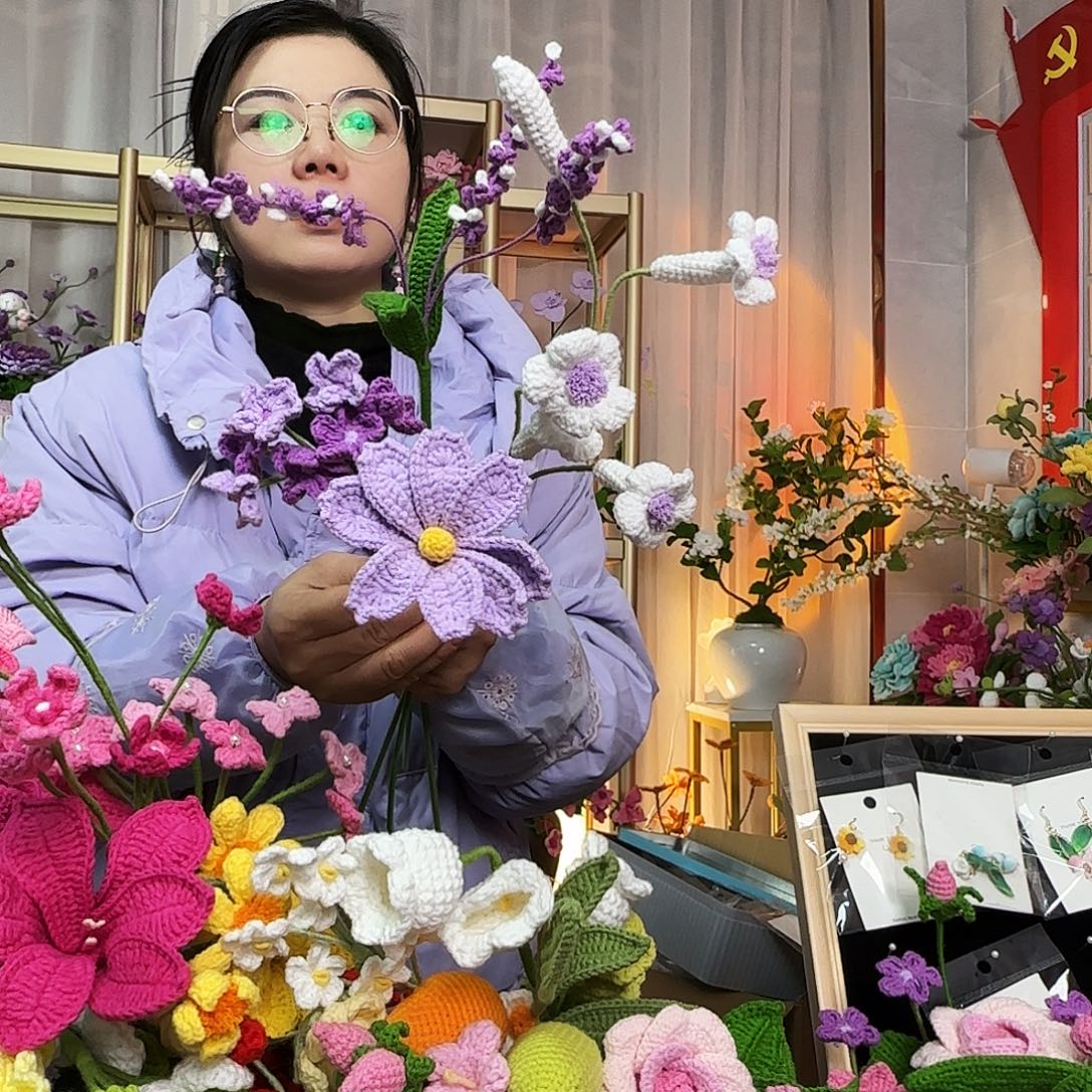 纯手工钩织钩织花束