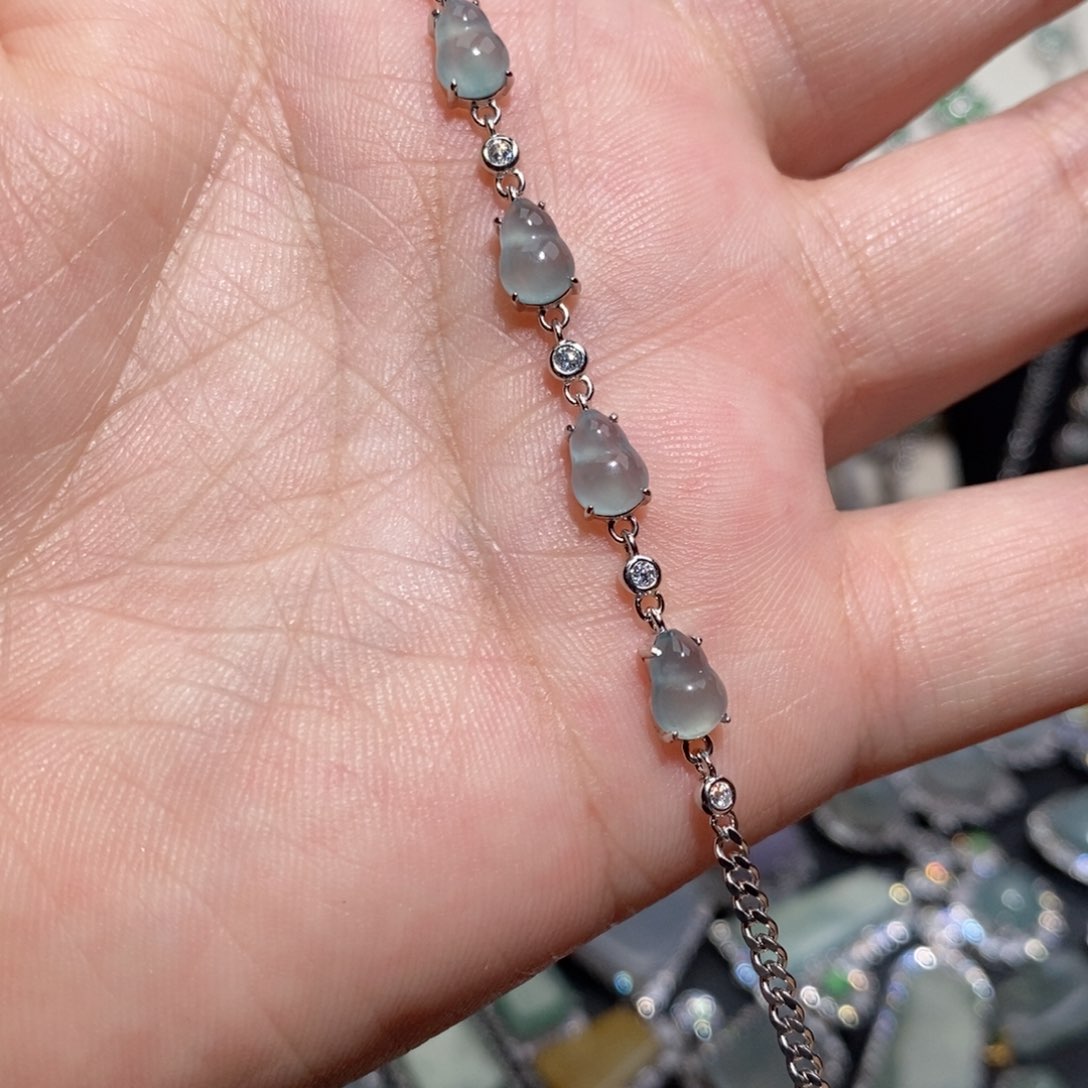 翡翠手链银S925镶嵌j k ko o