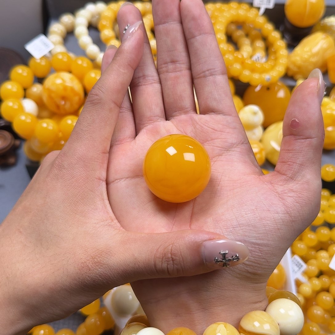 蜜蜡珠宝奇石未镶嵌锁骨35mm